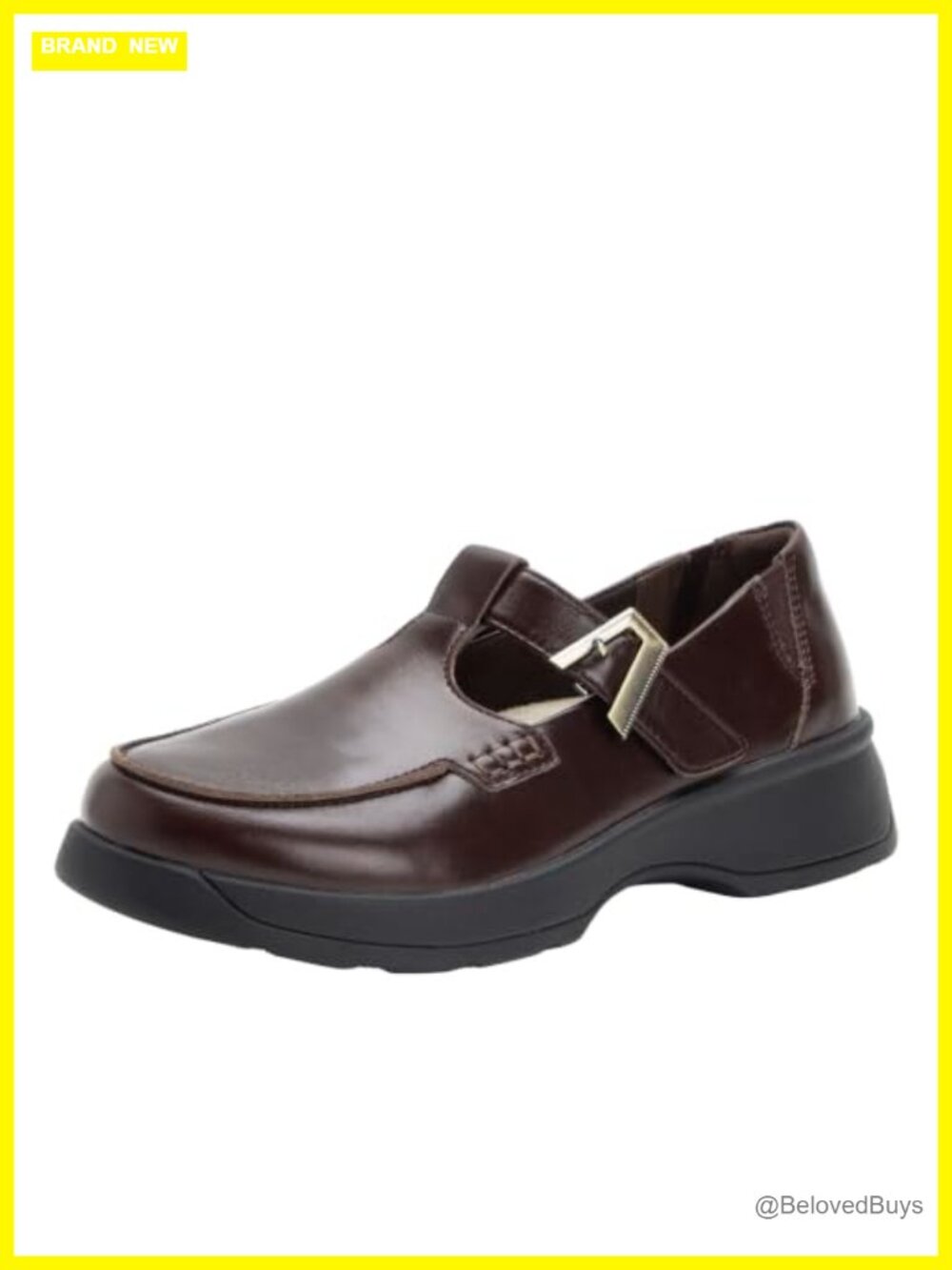 Leather T-Strap Loafers Slip Resistant Work Shoes Business Casual